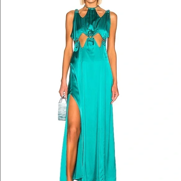 cult gaia green cut out dress Mac Duggal - Plum Off The Shoulder Tea Length Dress main image 0